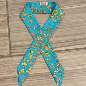 Vintage Hermes Recontre Oceane silk Twilly Scarf